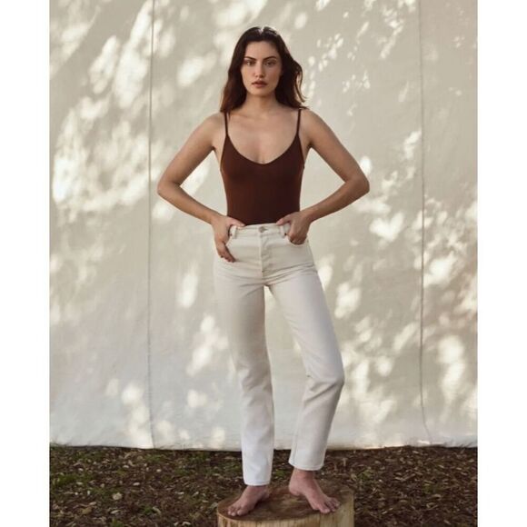 Reformation Cynthia High Rise Straight Jeans in Bone size 26 - Picture 1 of 15